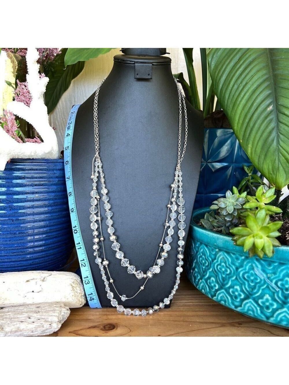 Chico’s SIlver Clear Mercury Bead Necklace $18ea or bundle 3/$30